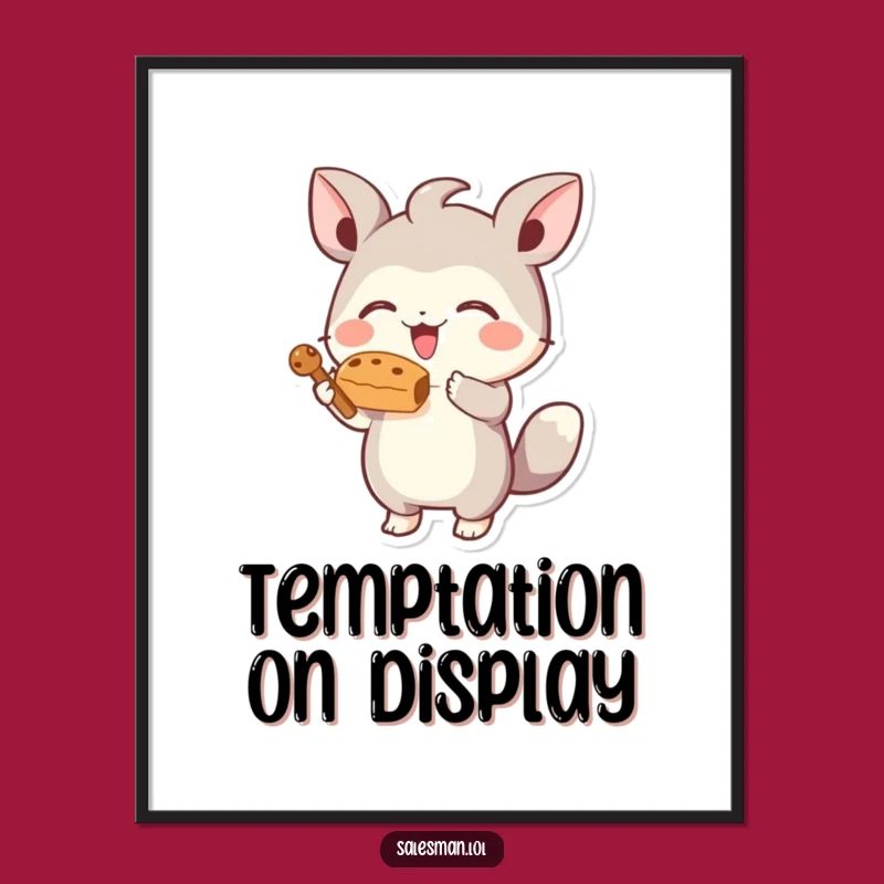 Funny Treat Digital Art: Energetic Creature Offering Tempting Delights for Your Walls