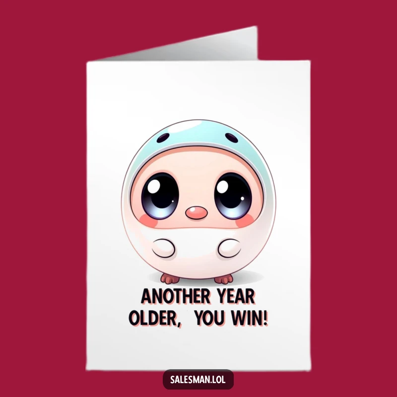 Funny Free Printable Birthday Card: Wide-Eyed Creature Offering Sample Gift
