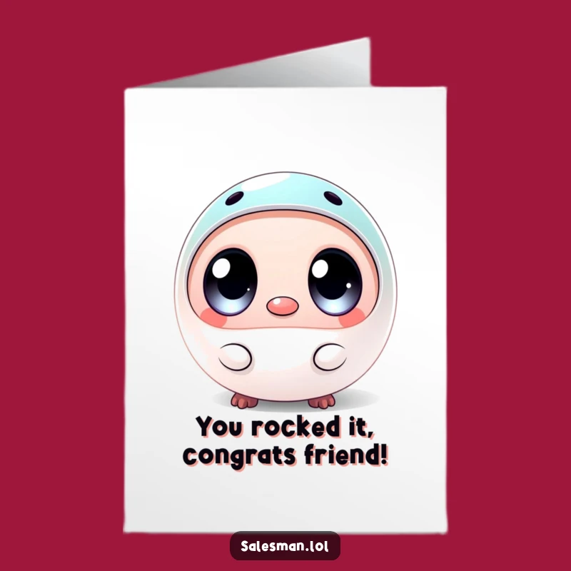 Free Printable Congrats Card: Wide-Eyed Creature Shares Shiny Sample Success